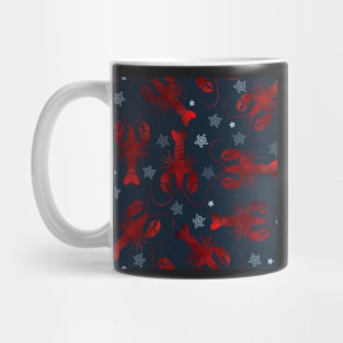 lobster love red on blue Mug